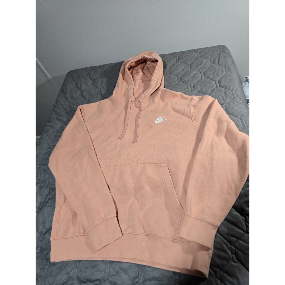 Nike Sportswear Club Fleece Hoodie Mens Size M Medium Peach Pink BV2654-664